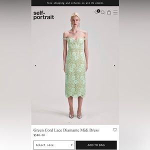Self-Portrait Green Lace Midi Dress